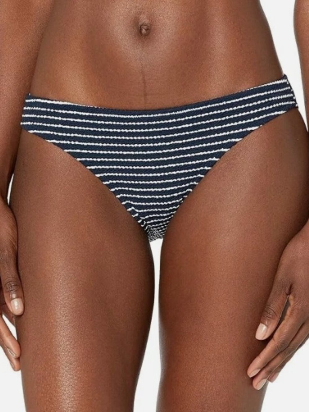 Seafolly L26013 Womens Navy Striped Seaside Hipster Swim Bottom Size US 8
